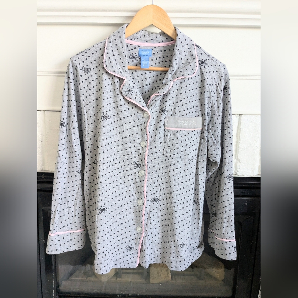 Vera Vera Wang Polka Dot Pajama Top Size S